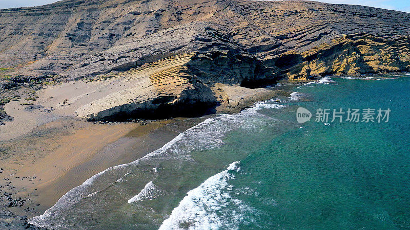 Aerial view of "Pelada" beach at the natural reserve of "Monta?a Pelada" in Tenerife (Canary Islands). Drone shot